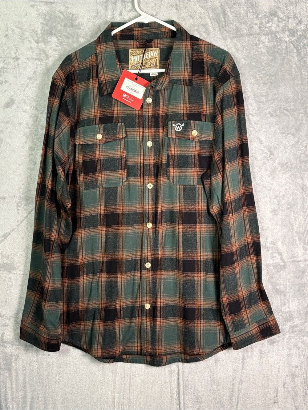 NWT New Moosejaw Brown Green Plaid Flannel Button Front Men Size XXL